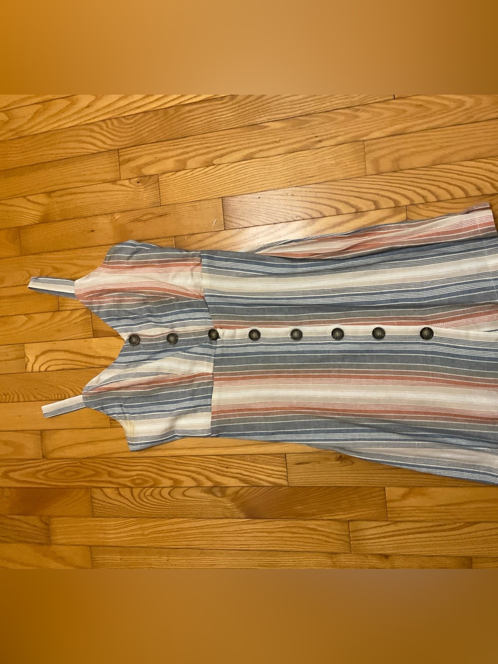 Striped Sleeveless Button-Front Women’s Dress in Blue & Rust